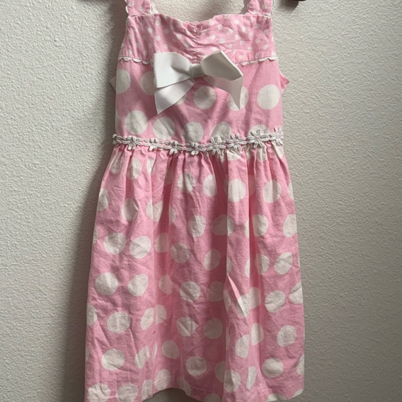 Pink Polka‎ Dot Kids Dress with Bow - Picture 1 of 7